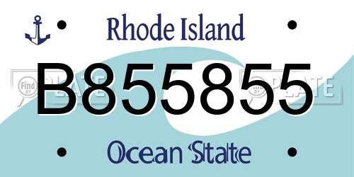 B855855 Rhode Island License Plate