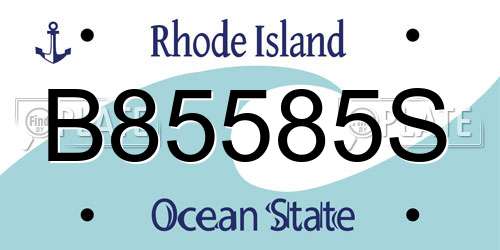 B85585S Rhode Island License Plate