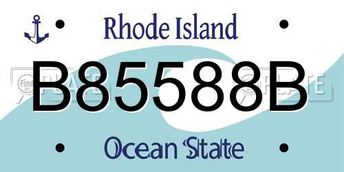 B85588B Rhode Island License Plate