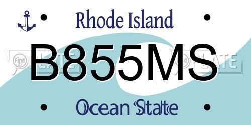 B855MS Rhode Island License Plate