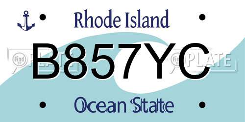B857YC Rhode Island License Plate