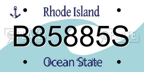 B85885S Rhode Island License Plate
