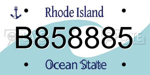 B858885 Rhode Island License Plate