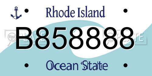 B858888 Rhode Island License Plate