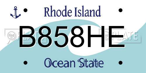 B858HE Rhode Island License Plate