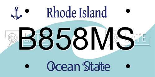 B858MS Rhode Island License Plate
