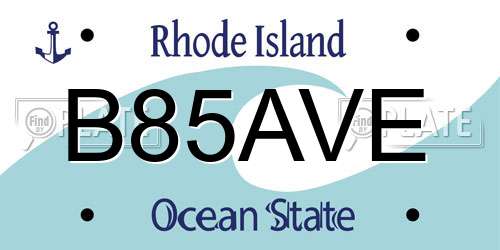 B85AVE Rhode Island License Plate
