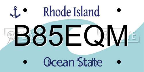 B85EQM Rhode Island License Plate