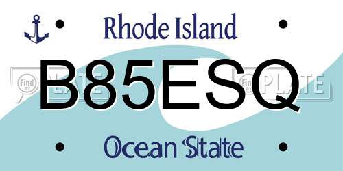 B85ESQ Rhode Island License Plate