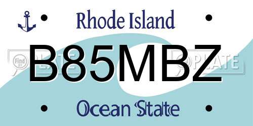 B85MBZ Rhode Island License Plate