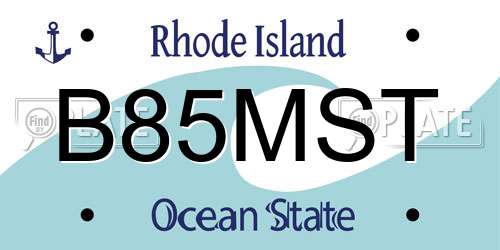 B85MST Rhode Island License Plate