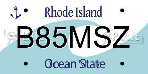B85MSZ Rhode Island License Plate