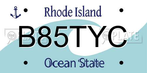 B85TYC Rhode Island License Plate