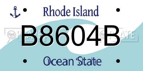 B8604B Rhode Island License Plate