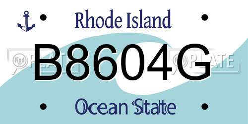 B8604G Rhode Island License Plate