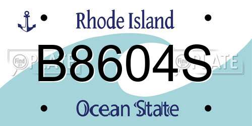 B8604S Rhode Island License Plate