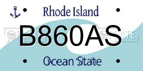 B860AS Rhode Island License Plate