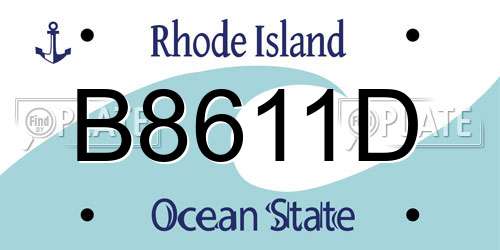 B8611D Rhode Island License Plate