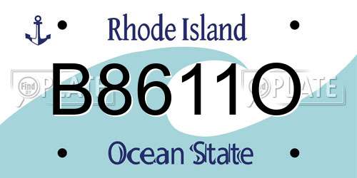 B8611O Rhode Island License Plate