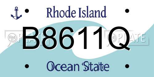B8611Q Rhode Island License Plate