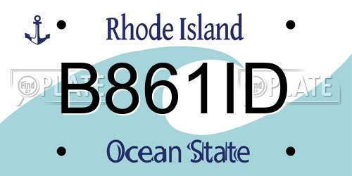 B861ID Rhode Island License Plate