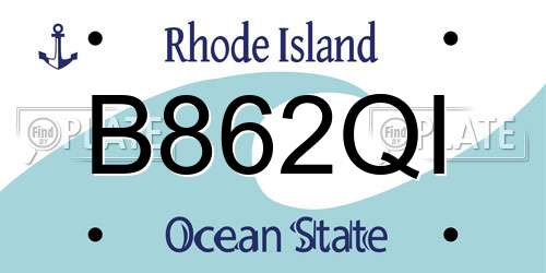 B862QI Rhode Island License Plate