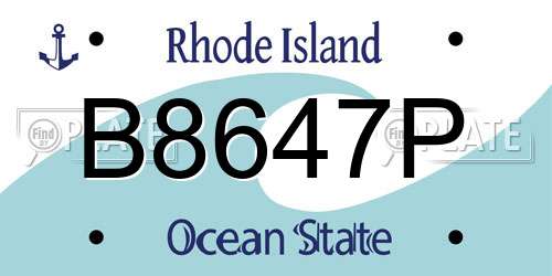 B8647P Rhode Island License Plate