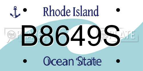B8649S Rhode Island License Plate