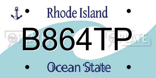 B864TP Rhode Island License Plate