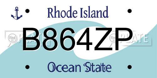 B864ZP Rhode Island License Plate