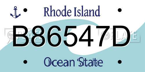 B86547D Rhode Island License Plate