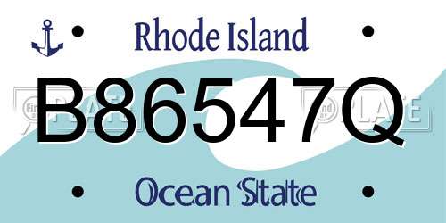 B86547Q Rhode Island License Plate