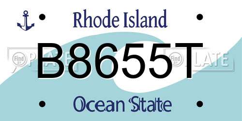B8655T Rhode Island License Plate