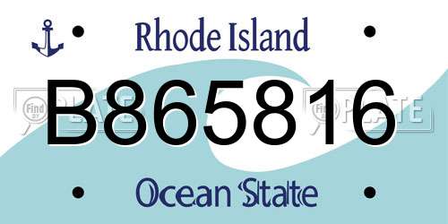 B865816 Rhode Island License Plate