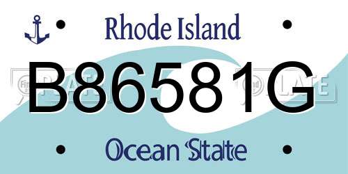 B86581G Rhode Island License Plate