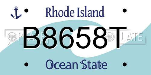 B8658T Rhode Island License Plate