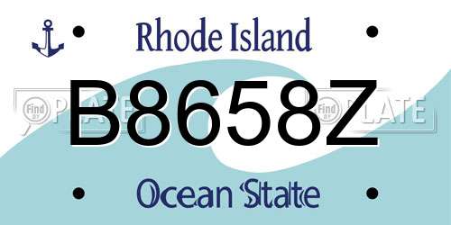 B8658Z Rhode Island License Plate