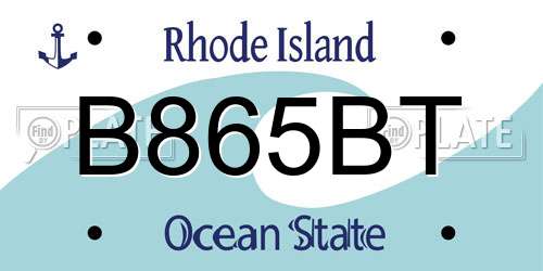 B865BT Rhode Island License Plate