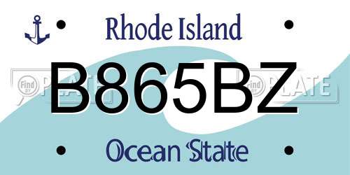 B865BZ Rhode Island License Plate