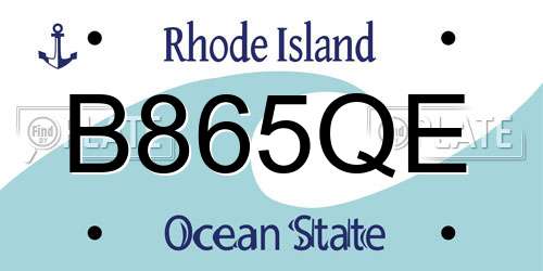 B865QE Rhode Island License Plate