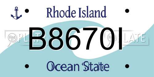 B8670I Rhode Island License Plate