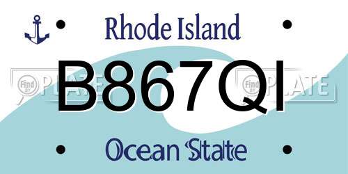 B867QI Rhode Island License Plate