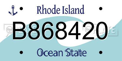 B868420 Rhode Island License Plate