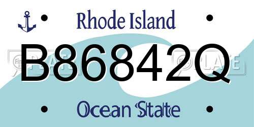 B86842Q Rhode Island License Plate