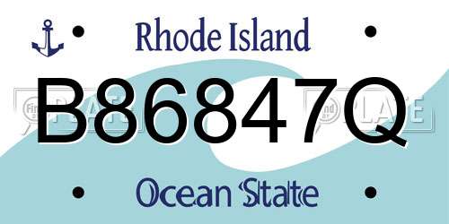 B86847Q Rhode Island License Plate