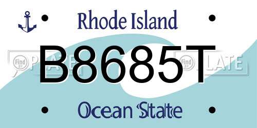 B8685T Rhode Island License Plate