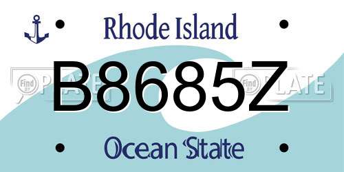 B8685Z Rhode Island License Plate