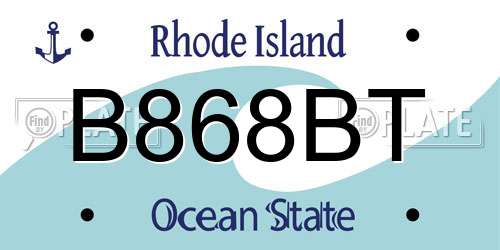 B868BT Rhode Island License Plate