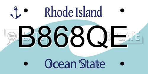 B868QE Rhode Island License Plate