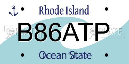 B86ATP Rhode Island License Plate